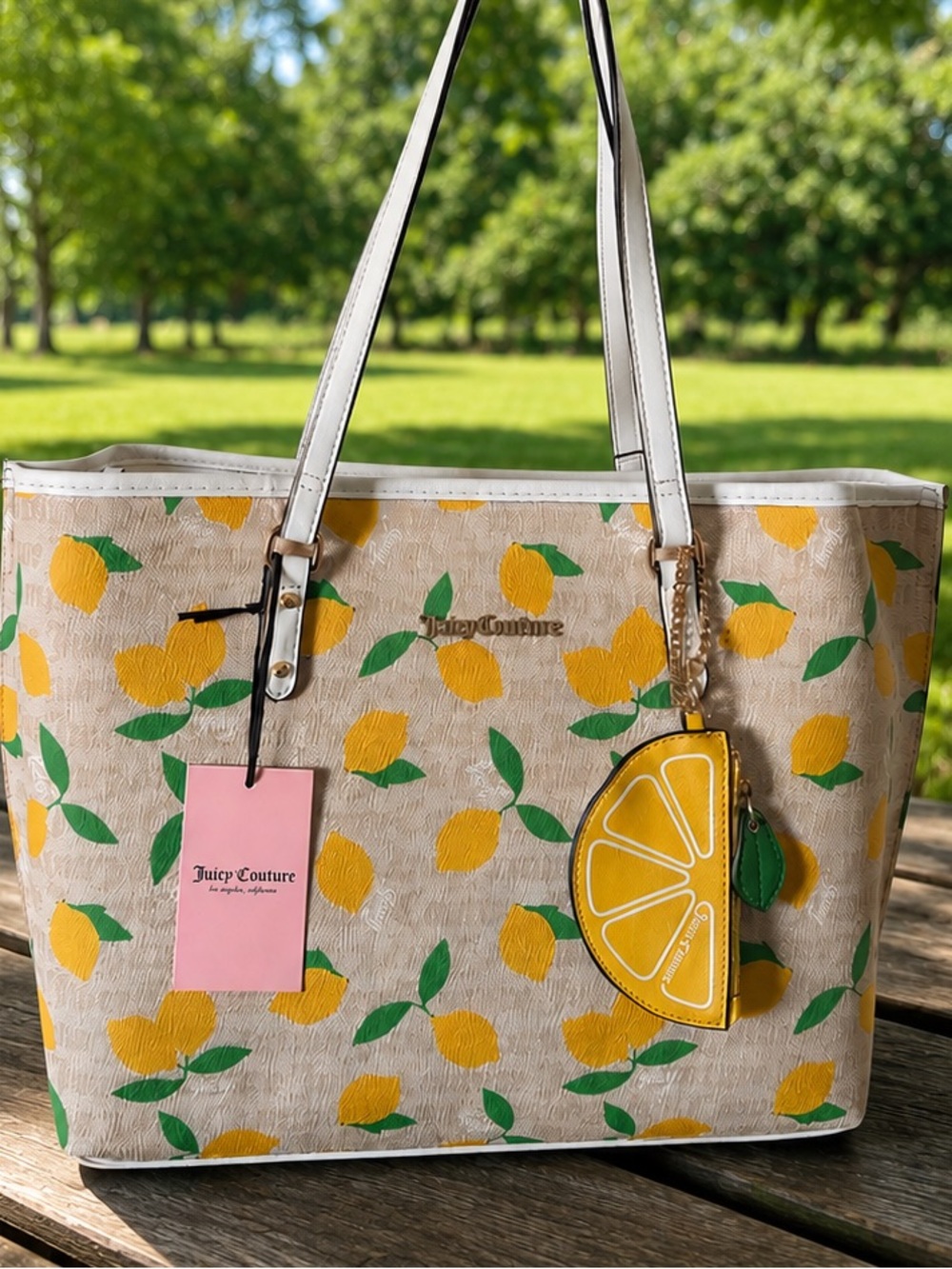‼️UNAVAILABLE- Juicy Couture Lemon Tote Sandstone White Monogram Wallet - Picture 9 of 9